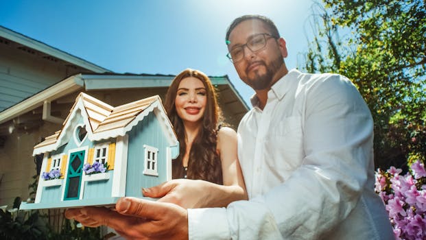 Happy family in their tiny house