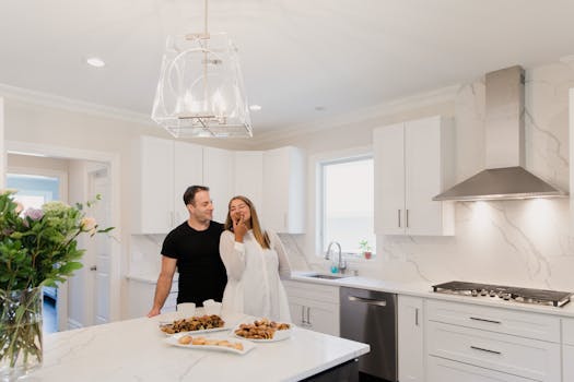 happy couple enjoying life in their tiny solar home