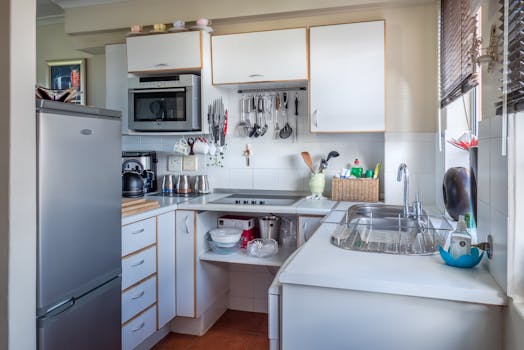 energy-efficient appliances in a tiny kitchen